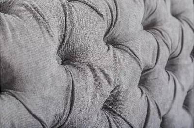 Canapé 3 places en tissu plat capitonné gris