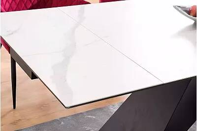 Table à manger extensible en céramique aspect marbre blanc L160-240