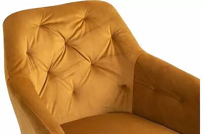 Chaise pivotante design en velours capitonné jaune moutarde