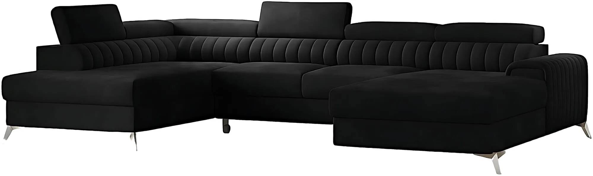 Canapé d'angle convertible en velours noir