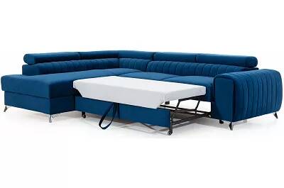 Canapé d'angle convertible en velours bleu