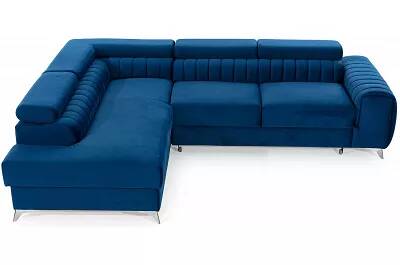 Canapé d'angle convertible en velours bleu