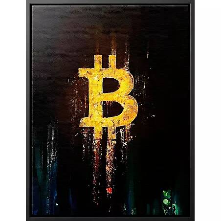 Tableau sur toile Bitcoin Lumineux noir