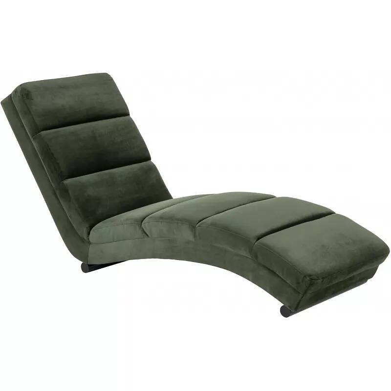 Chaise longue de relaxation incurvé velours vert foncé