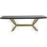 Table basse design aspect marbre noir et acier doré L140