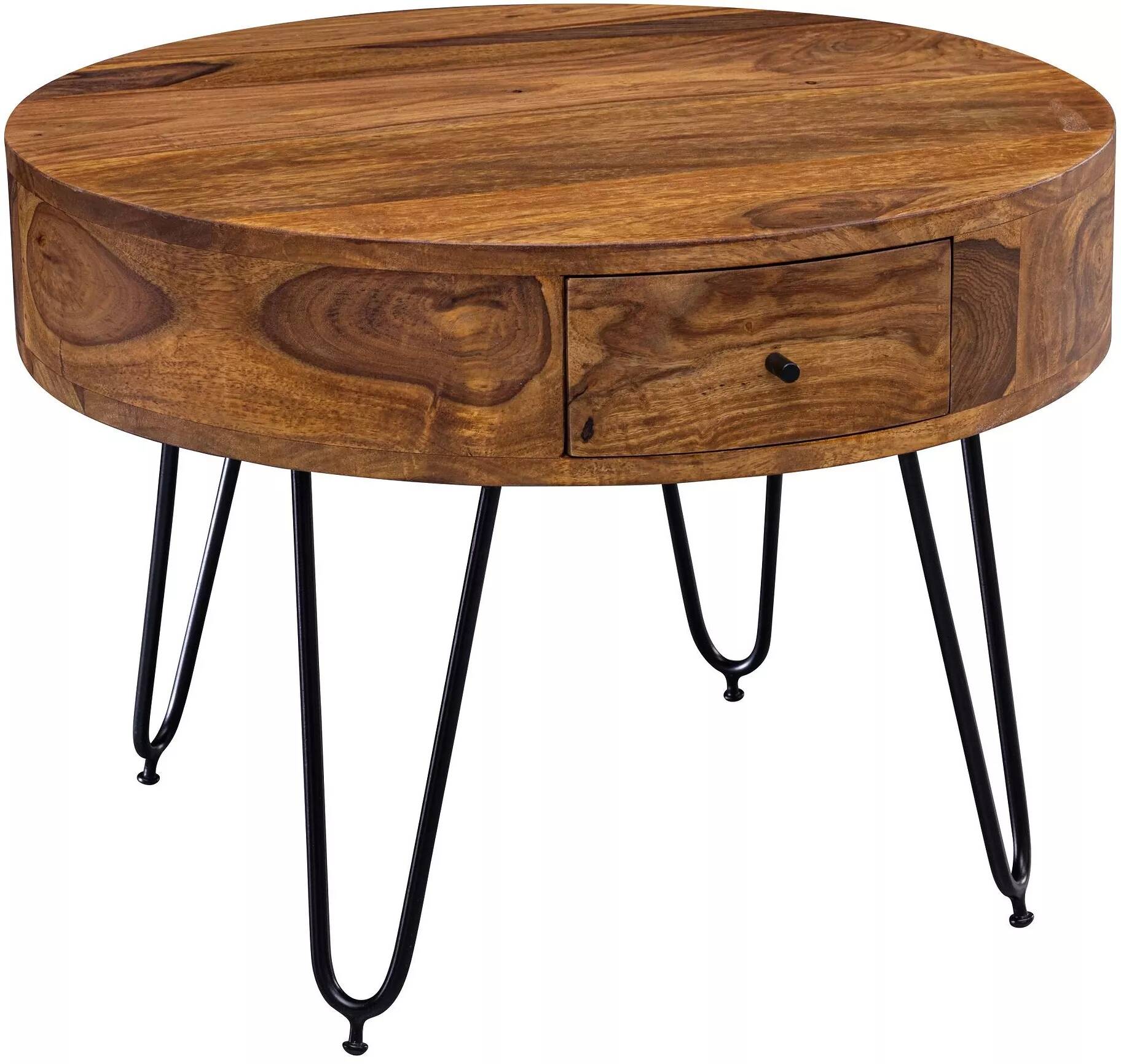 Table basse en bois massif sheesham et acier noir