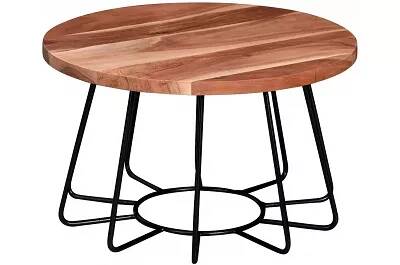 4779 - 127914 - Table basse en bois massif acacia et acier noir mat