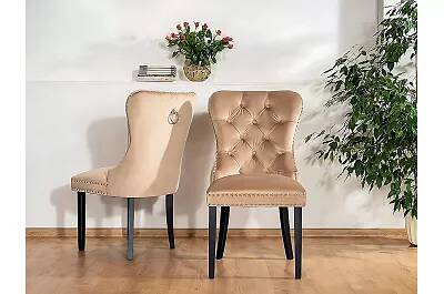 Set de 2 chaises en velours capitonné beige