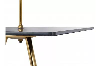 Table d'appoint design en acier doré et verre noir