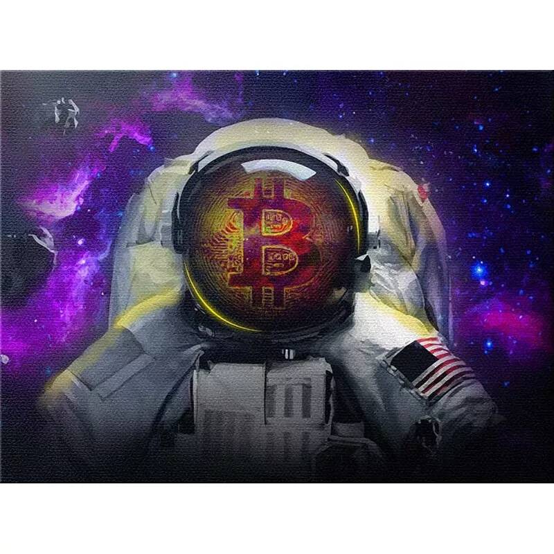 Tableau sur toile Bitcoin Astronaute