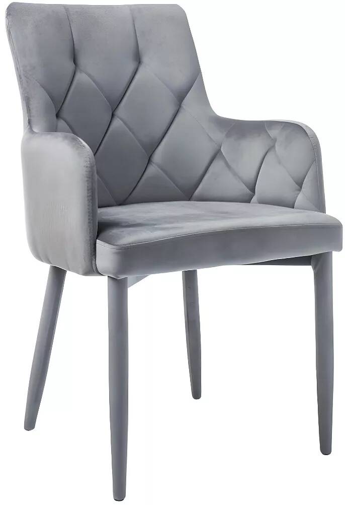 Set de 2 chaises en velours matelassé gris