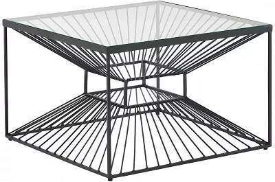 Table basse design en verre et métal noir