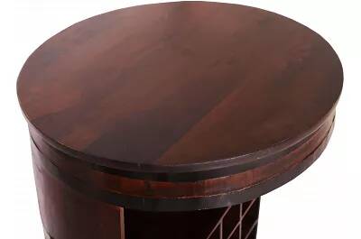 Meuble de bar en forme de tonneau en bois recyclé marron