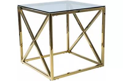 Table d'appoint en acier doré et verre