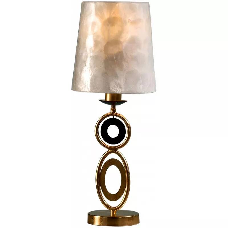 Lampe design à LED en métal feuilles d'or et nacre H65