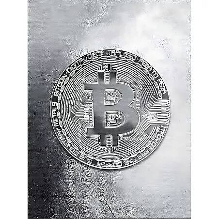 Tableau sur toile Bitcoin argenté