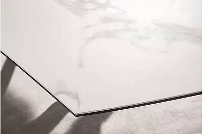 Table de salle à manger extensible en céramique aspect marbre blanc L130-190