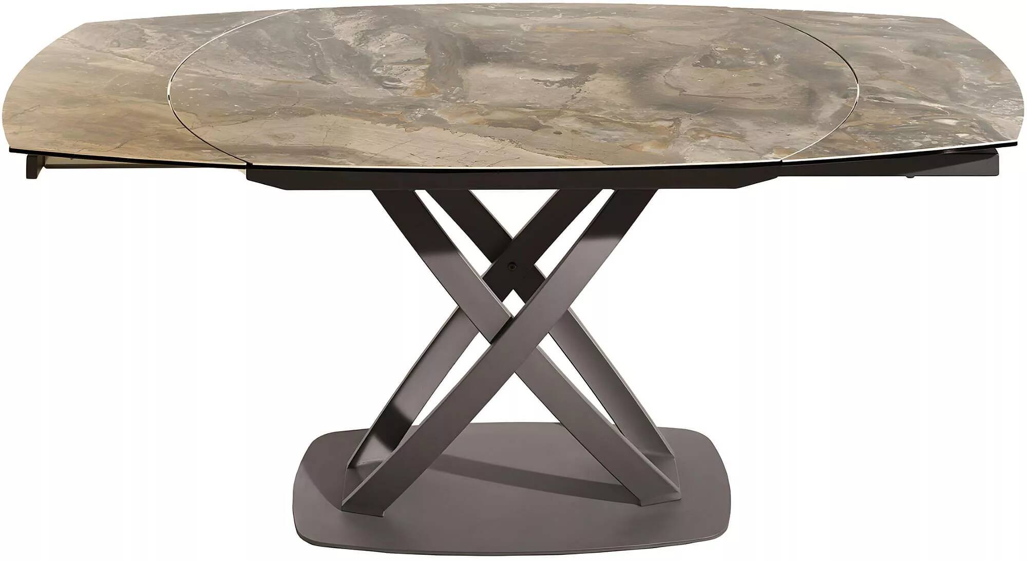 Table de salle à manger extensible en céramique aspect marbre taupe L130-190
