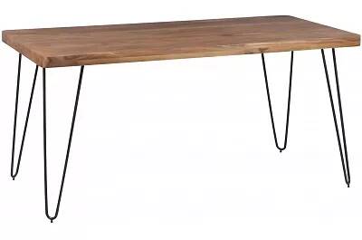 Table à manger en bois massif sheesham et métal noir L160x80