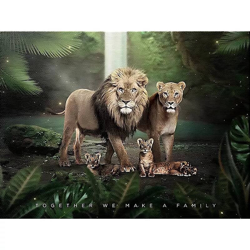 Tableau sur toile Lion Family