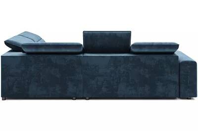 Canapé d'angle convertible avec fonction relax électrique et coffre de rangement en velours matelassé pétrole