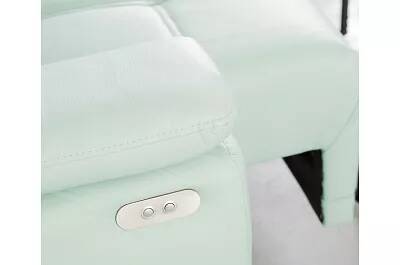 Canapé d'angle avec fonction relax électrique en cuir matelassé vert