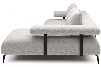 Canapé d'angle avec fonction relax électrique en tissu matelassé blanc