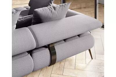 Canapé d'angle panoramique convertible avec fonction relax électrique en tissu matelassé gris