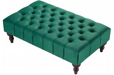 Table basse en velours capitonné vert et bois de hêtre wengé 100x60