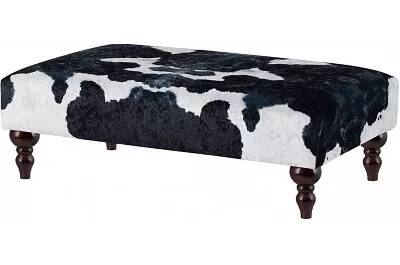 Table basse en tissu vache noir et blanc et bois de hêtre wengé 80x60
