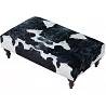 Table basse en tissu vache noir et blanc et bois de hêtre wengé 120x60
