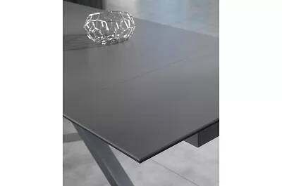 Table à manger extensible aspect graphite gris et métal anthracite L160-240