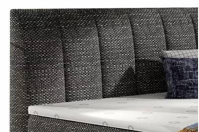 Lit boxspring en tissu chiné noir avec espaces de rangements 160x200