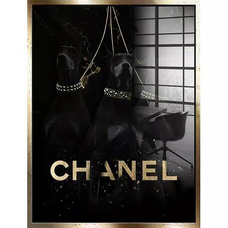 Tableau acrylique Chanel doré antique
