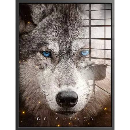 Tableau acrylique Loup noir