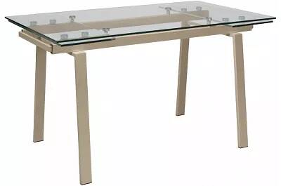 Table à manger extensible en verre et métal beige L140-200