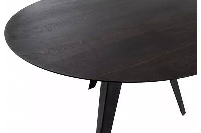 Table à manger en bois massif chêne marron foncé et métal noir