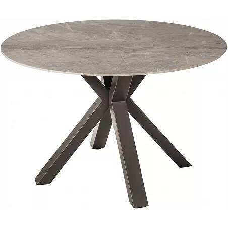 Table à manger aspect marbre gris et métal anthracite