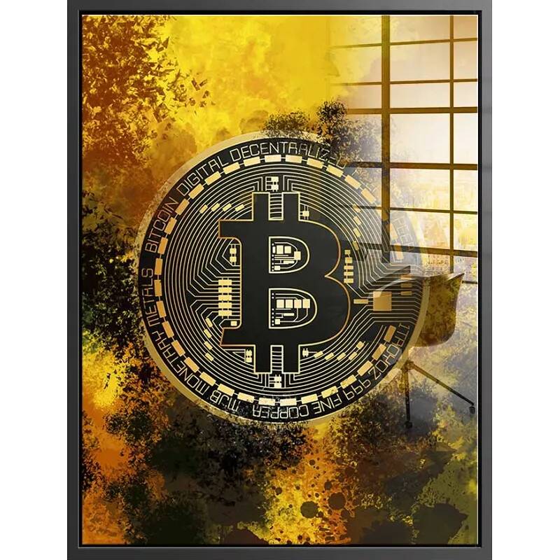 Tableau acrylique Bitcoin noir
