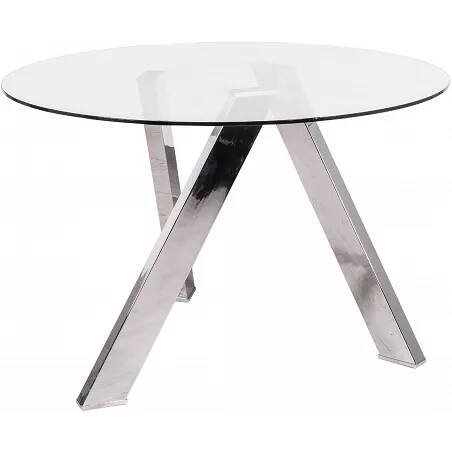Table à manger en verre et métal chromé