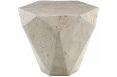 Table d'appoint en pierre fossile beige