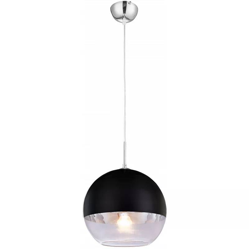 Lampe suspension en verre et métal noir Ø20