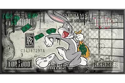 Tableau acrylique Bugs Bunny Gangster noir