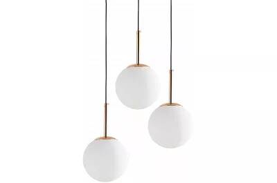 Lampe suspension en verre blanc et métal doré Ø45
