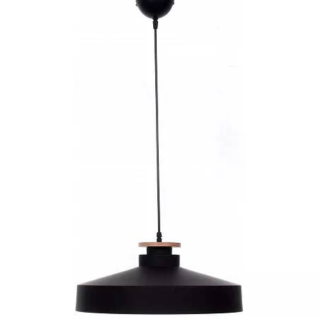 Lampe suspension en bois et métal noir Ø40