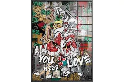 Tableau acrylique Love Bunny noir