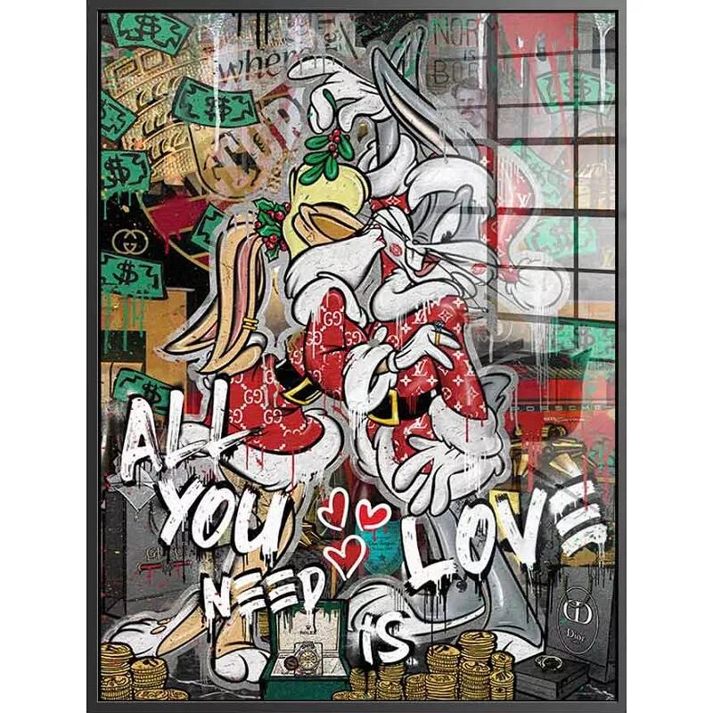 Tableau acrylique Love Bunny noir