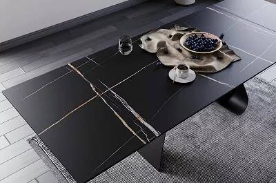 Table à manger extensible céramique noir L160-240