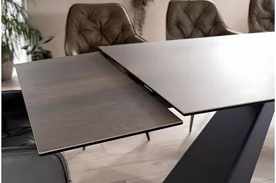 Table à manger extensible en céramique aspect bois marron L180-260