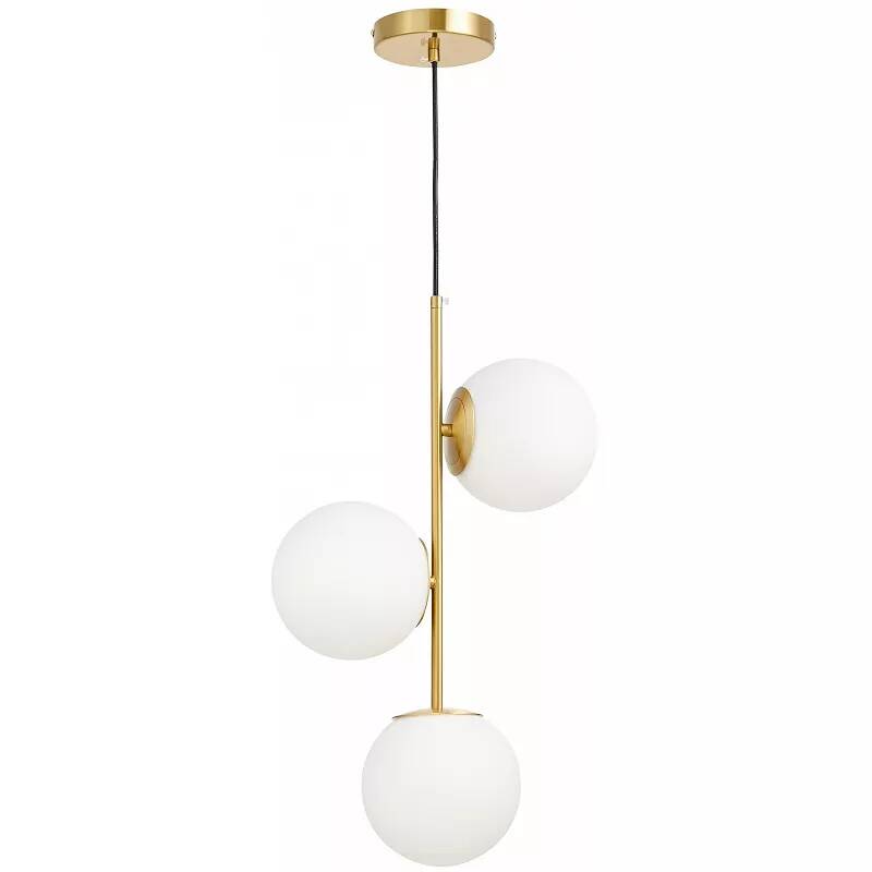 Lampe suspension en verre blanc et métal laiton Ø15